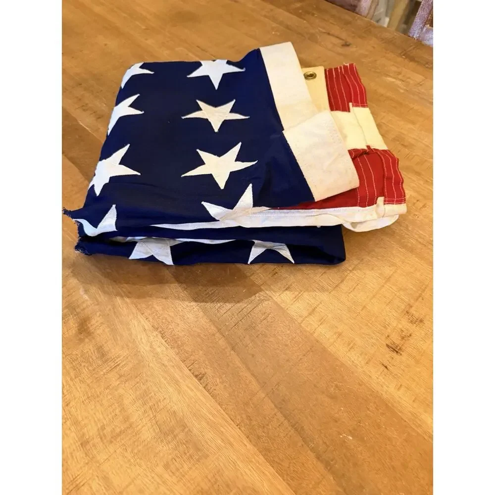 Vintage 48 Star Valley Forge American Flag 5x9.5 Sewn Stitched Stars Cotton WWII